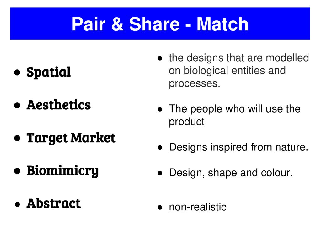 Pair & Share - Match Spatial Aesthetics Target Market Biomimicry