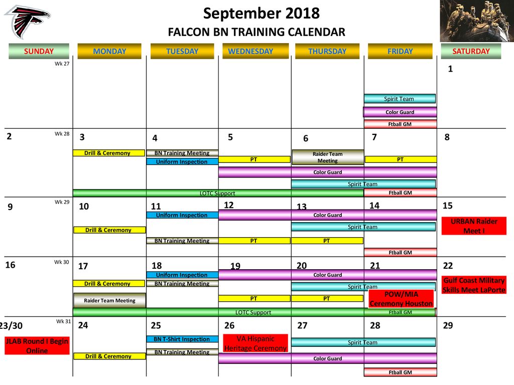 September 2018 FALCON BN TRAINING CALENDAR - ppt download