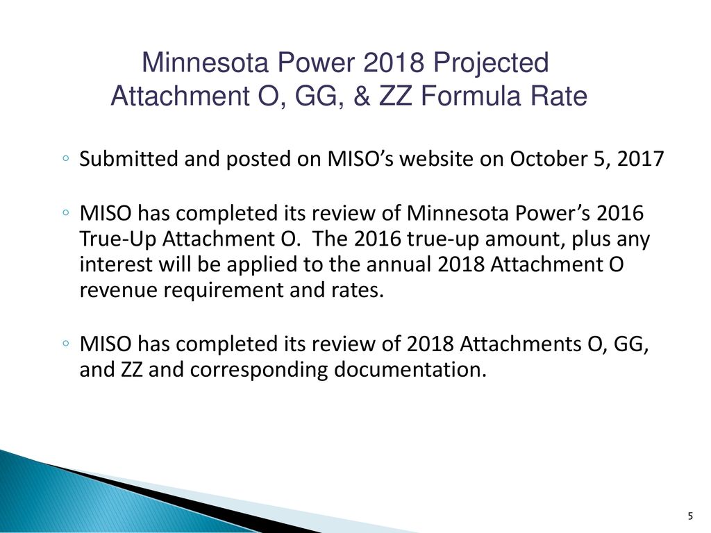 Minnesota Power 2018 Projected Attachment O, GG, & ZZ Formula Rate