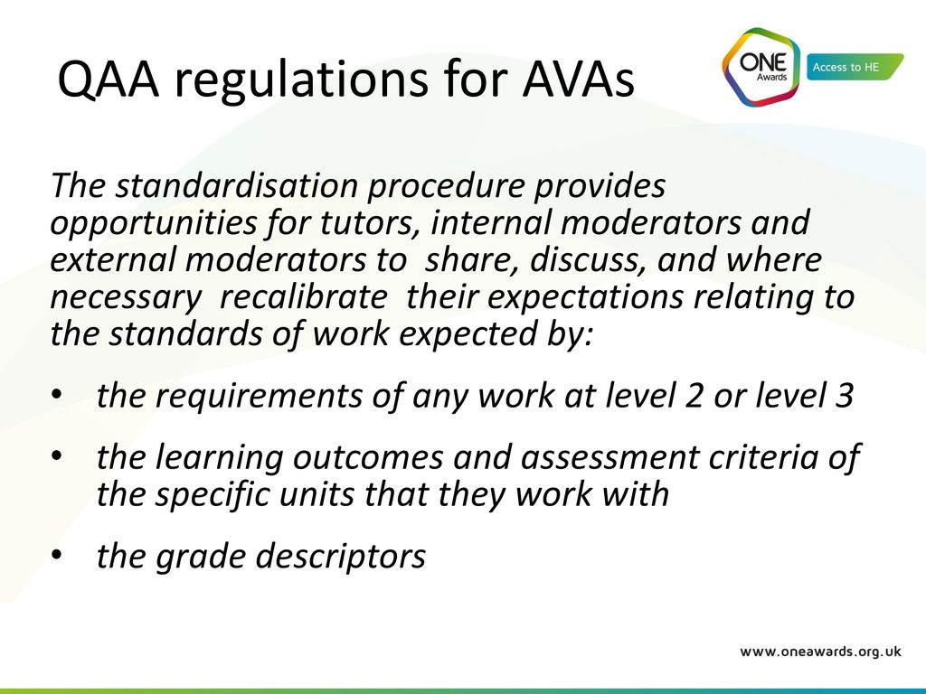 QAA regulations for AVAs