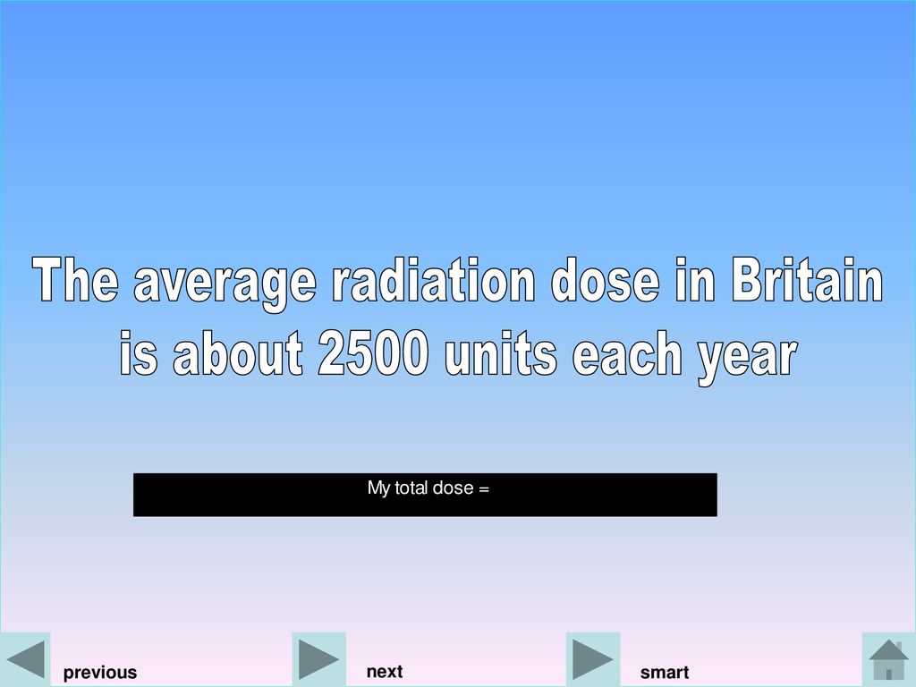 The average radiation dose in Britain is about 2500 units each year
