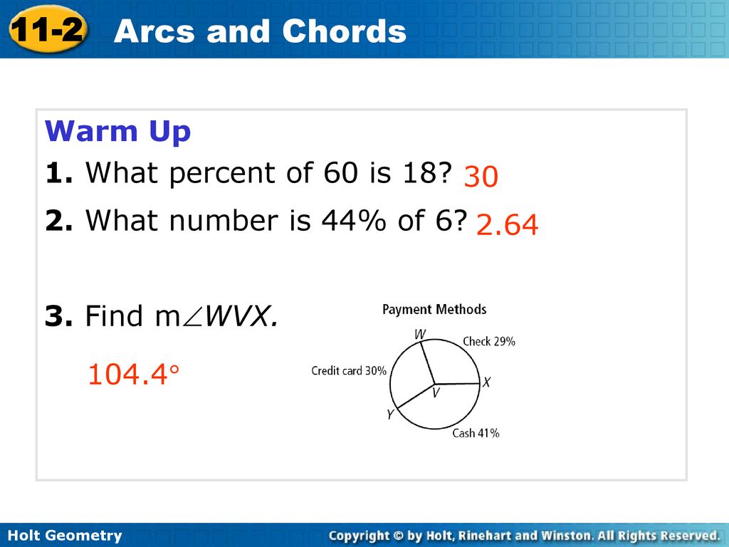 Warm Up 1. What percent of 60 is What number is 44% of 6 3. Find mWVX 