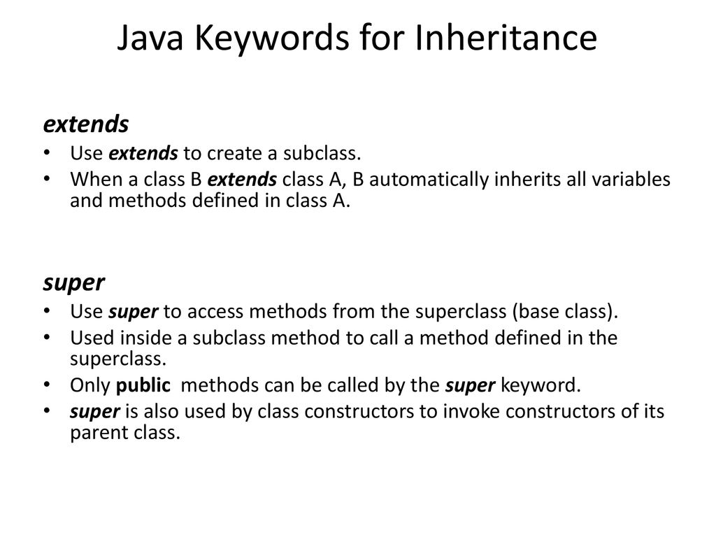 Class Inheritance Concept of Inheritance Java keywords - ppt download