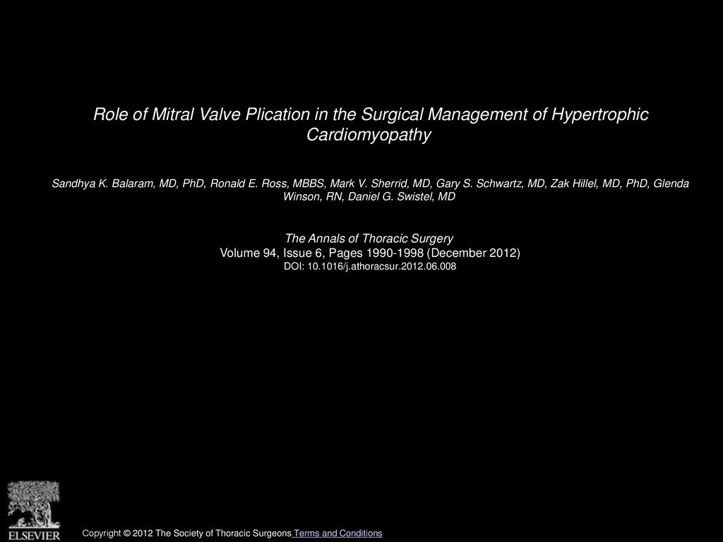 Role of Mitral Valve Plication in the Surgical Management of Hypertrophic Cardiomyopathy