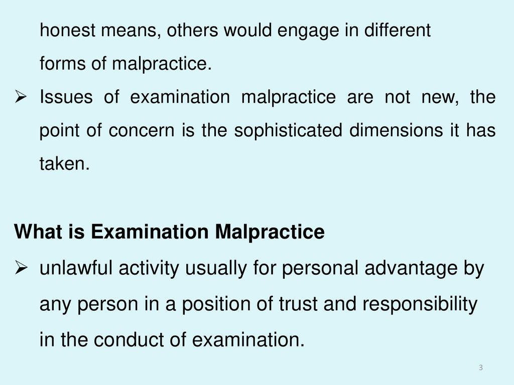 forms of examination malpractice