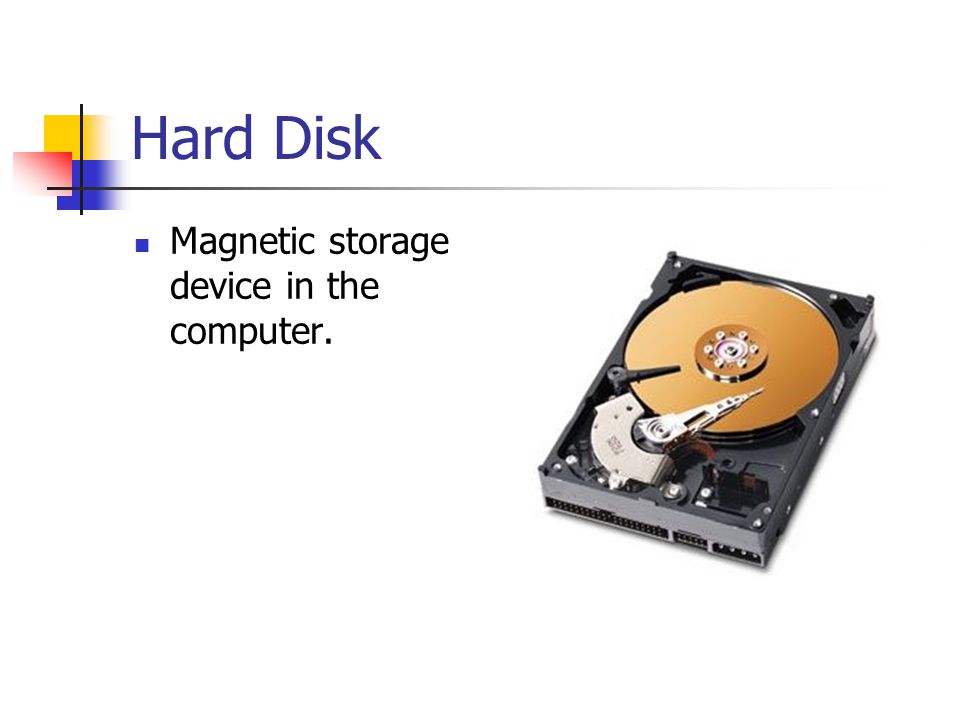 Hard Disk Magnetic storage device in the computer.