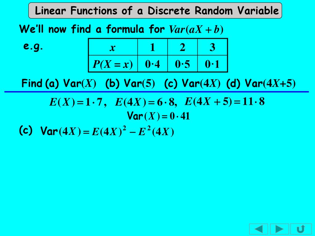 Linear Functions Of A Discrete Random Variable Ppt Download