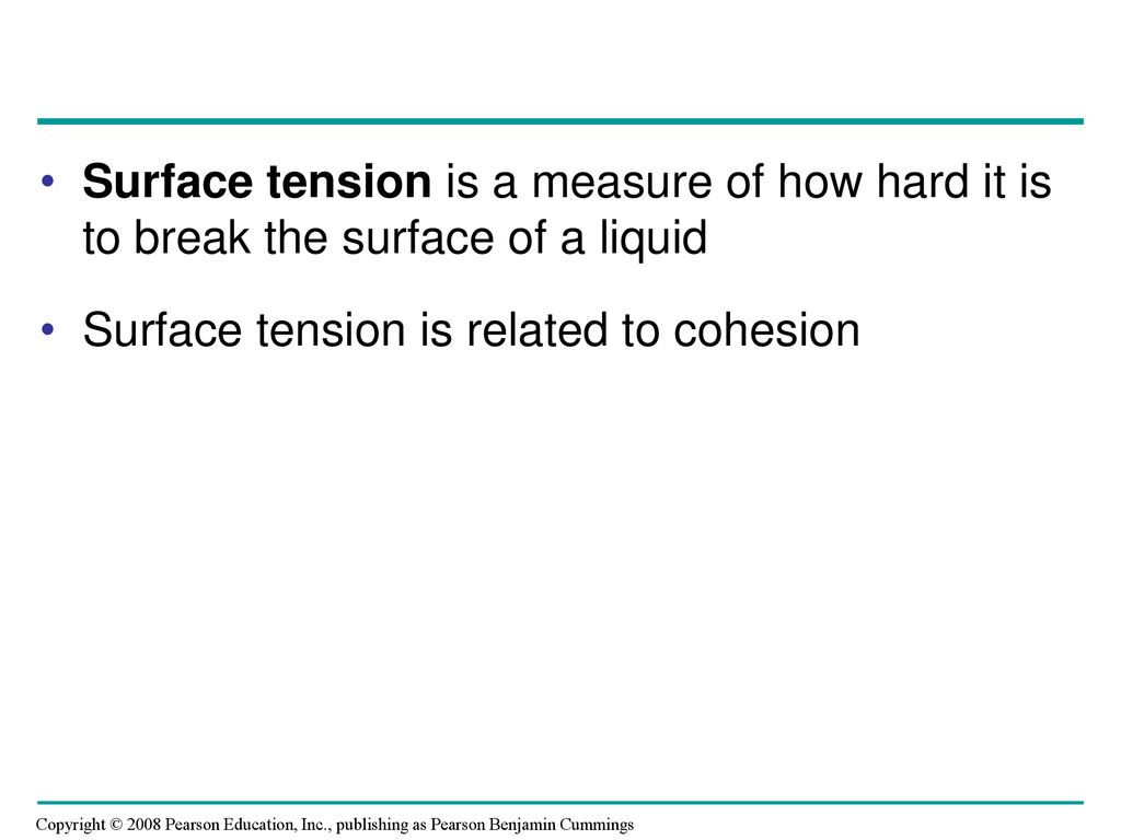 Surface tension is related to cohesion