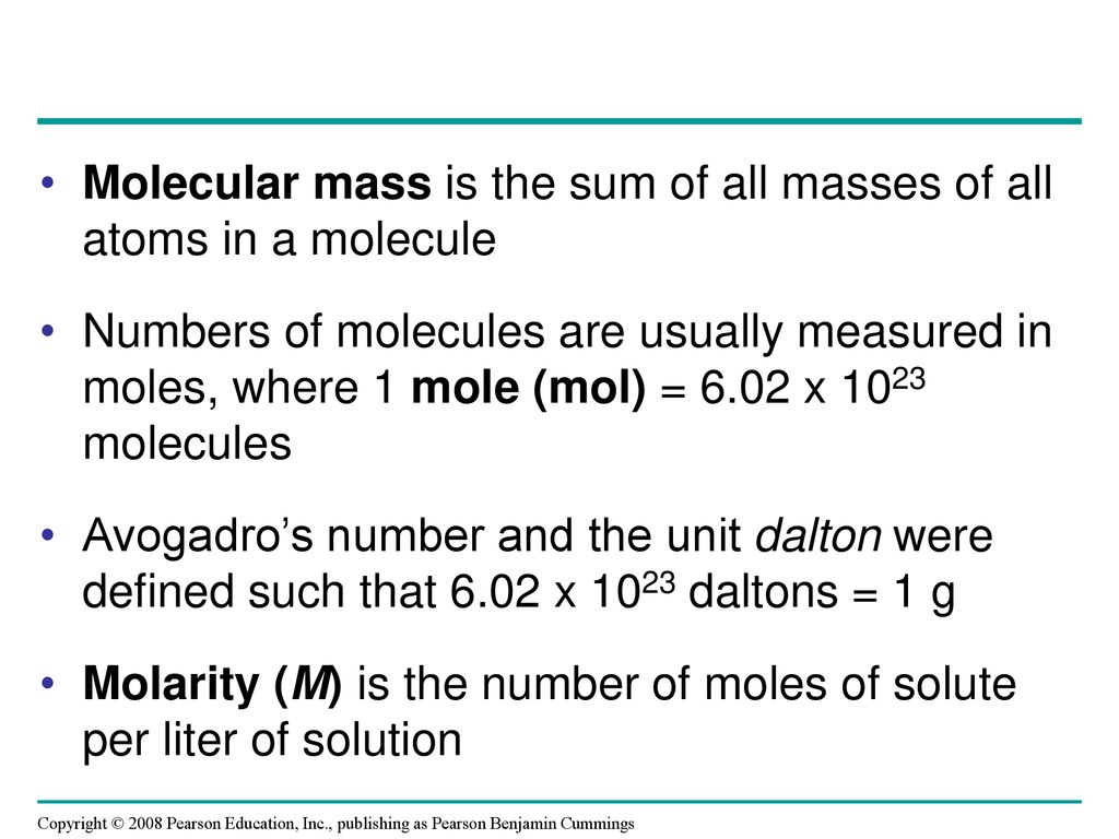 Molecular mass is the sum of all masses of all atoms in a molecule