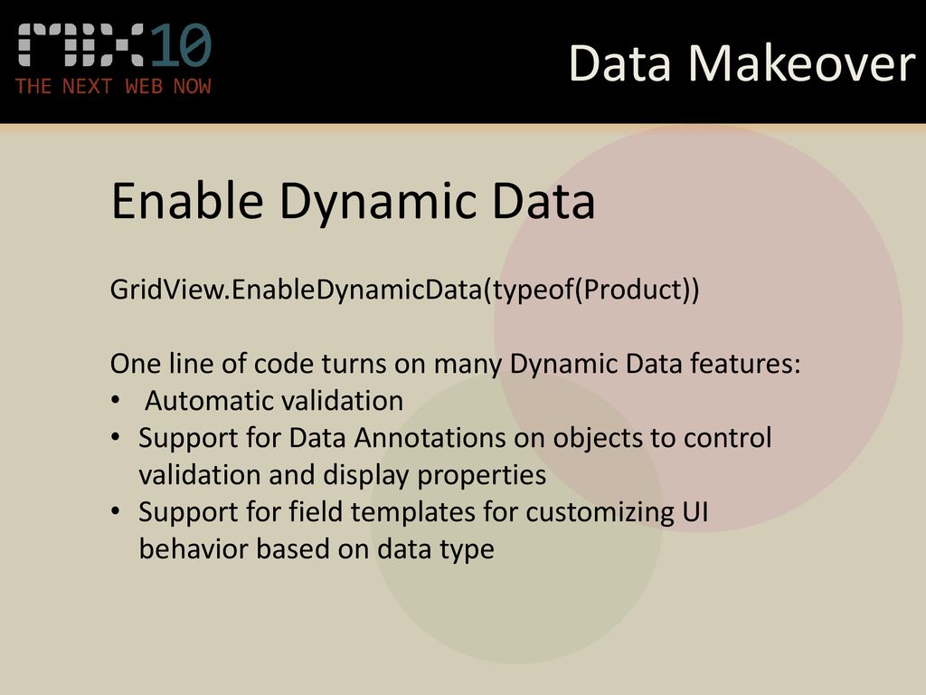 Data Makeover Enable Dynamic Data