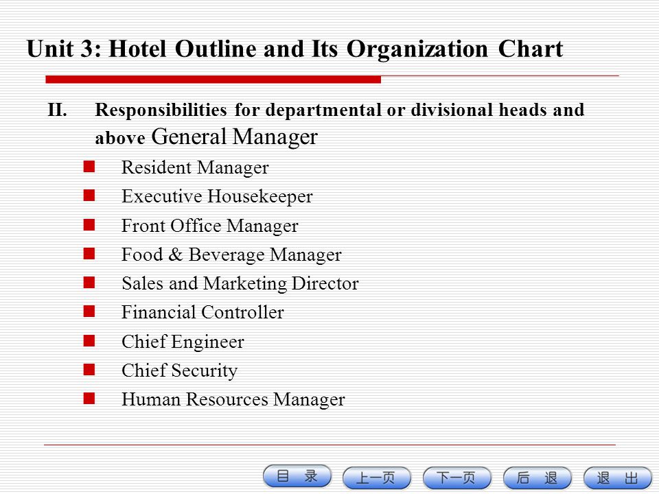 Organizational Chart Of A Resort And Their Duties And