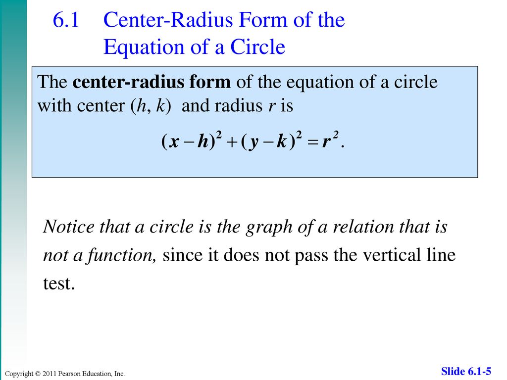 6.1 Center-Radius Form of the Equation of a Circle