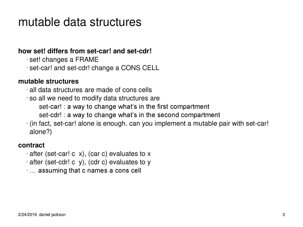 overview today’s ideas set-car! and set-cdr! - ppt download