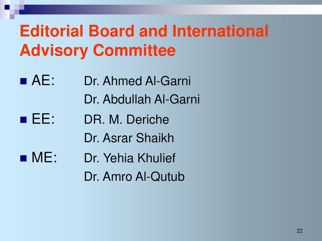 Editorial Board and International Advisory Committee