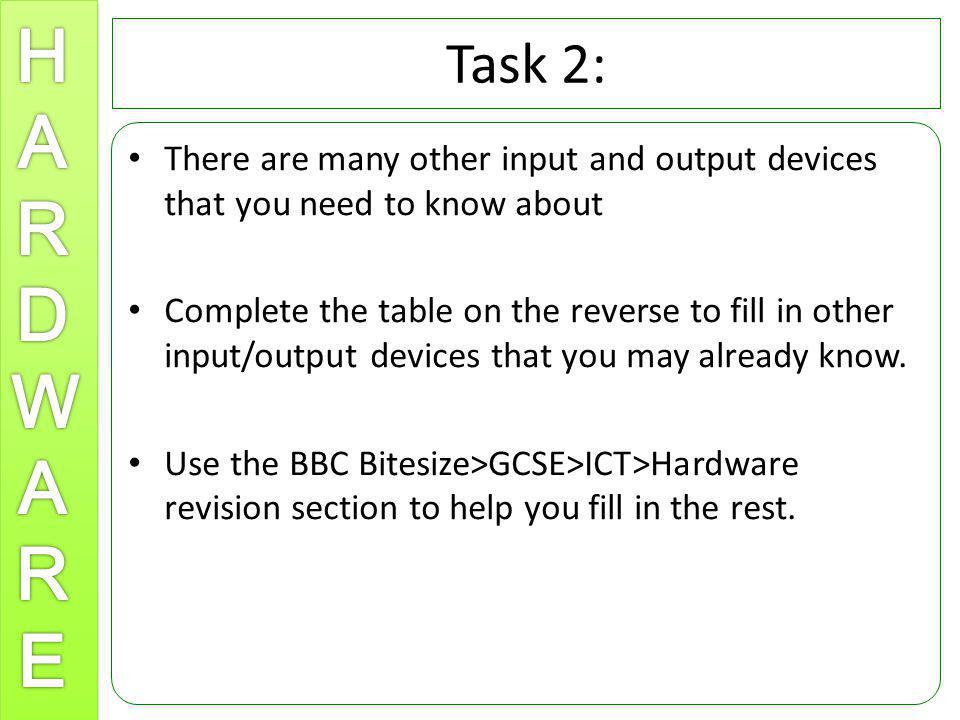 Task 2: There are many other input and output devices that you need to know about.
