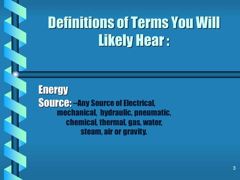 Definitions of Terms You Will Likely Hear :