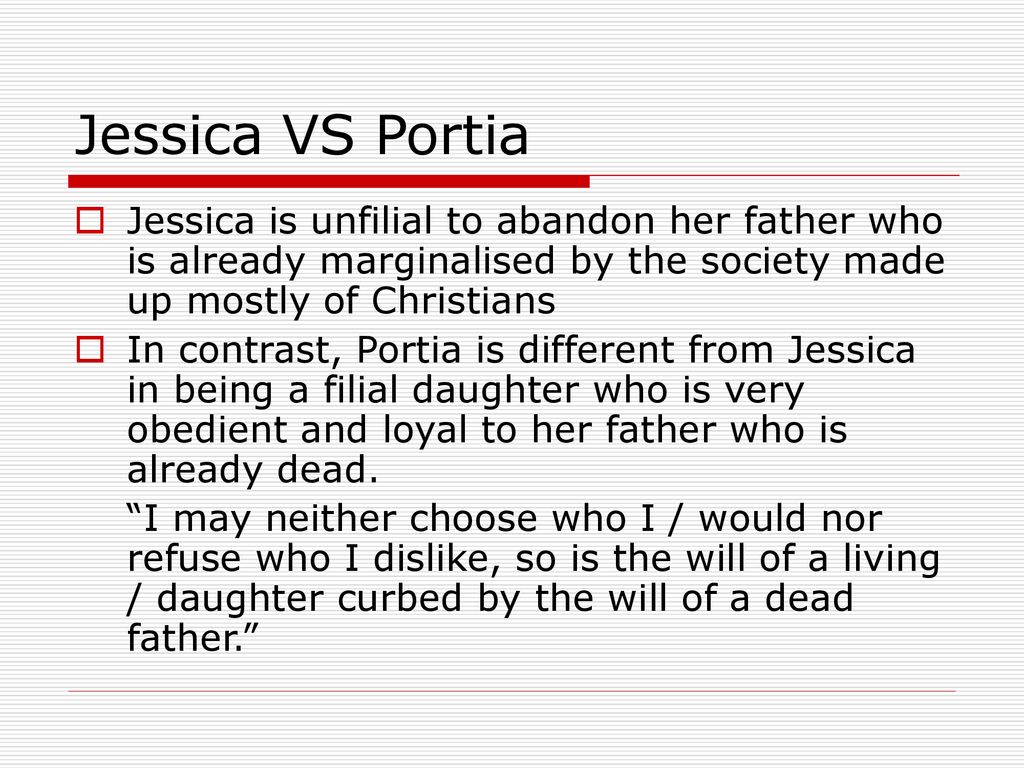 Jessica's personality and characteristics Comparing Jessica to Portia - ppt  download