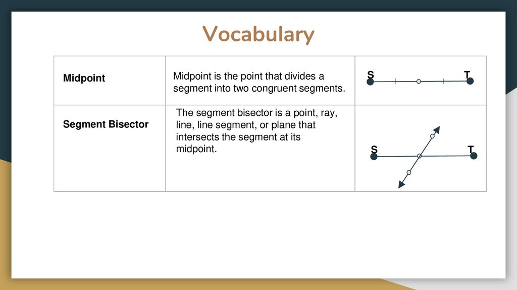 Chapter 1 section 3 midpoint and distance ppt download
