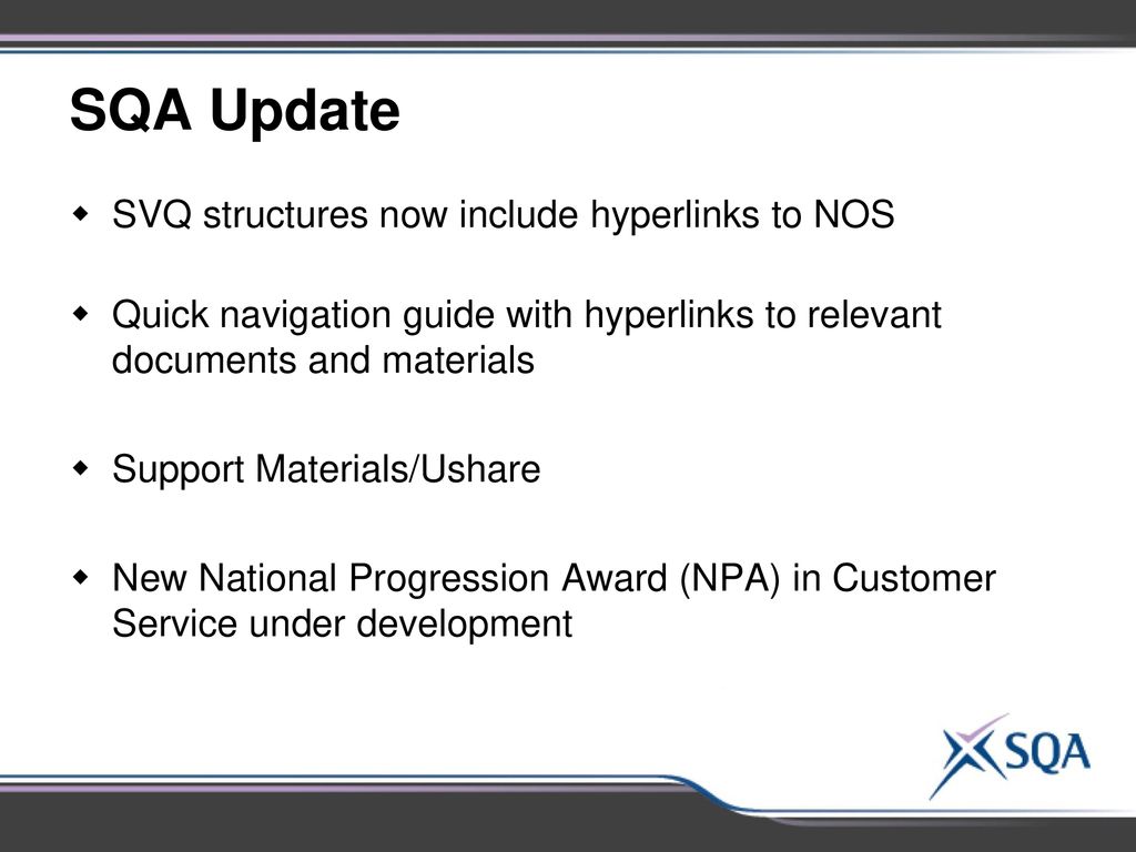 SQA Update SVQ structures now include hyperlinks to NOS