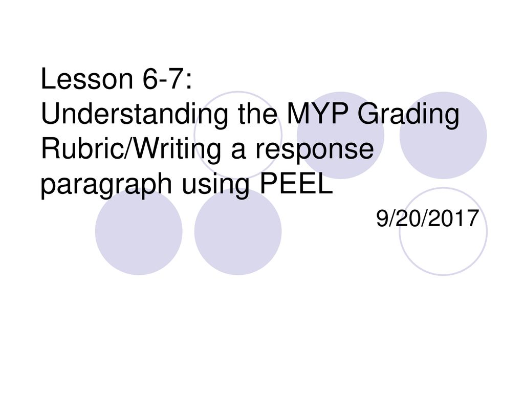Lesson 6-7: Understanding the MYP Grading Rubric/Writing a response paragraph using PEEL