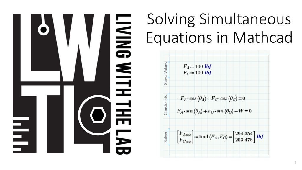 Solving simultaneous equations in mathcad ppt download