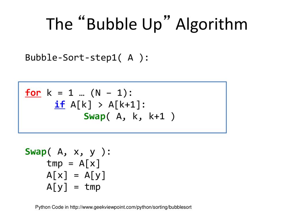 The Bubble Up Algorithm