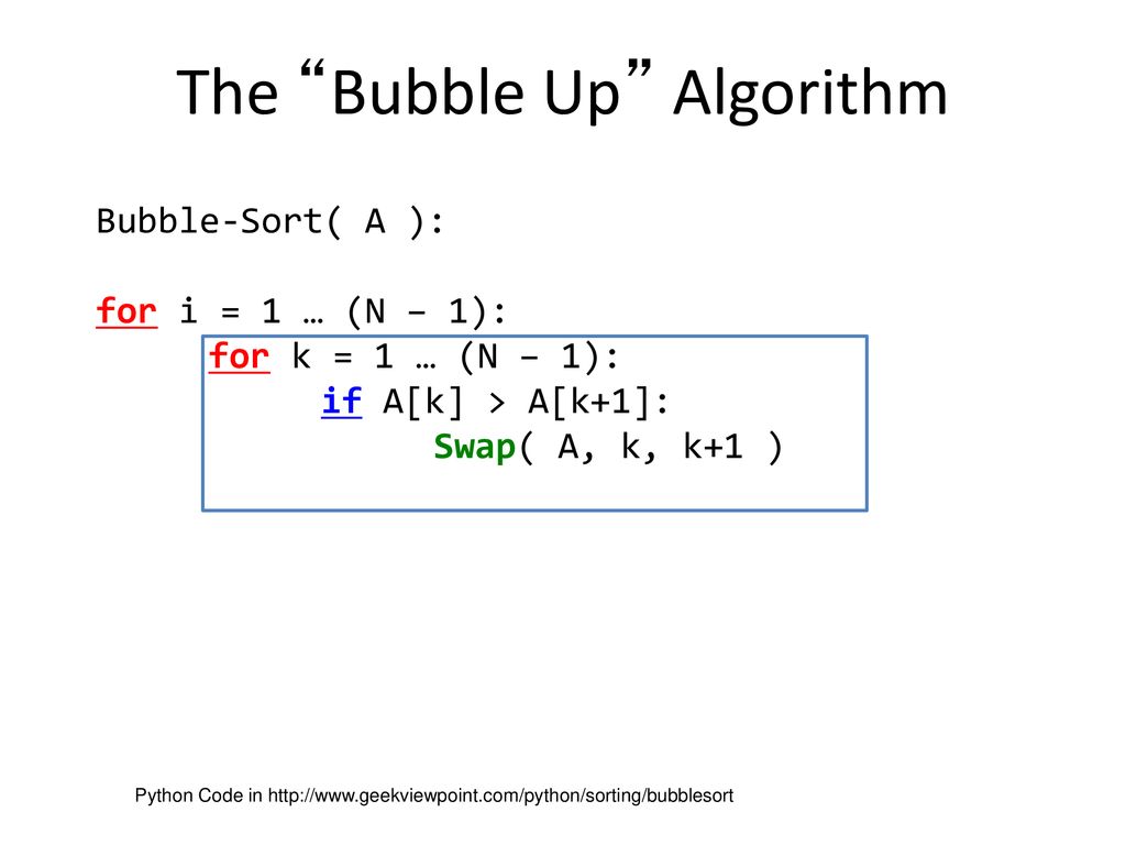 The Bubble Up Algorithm