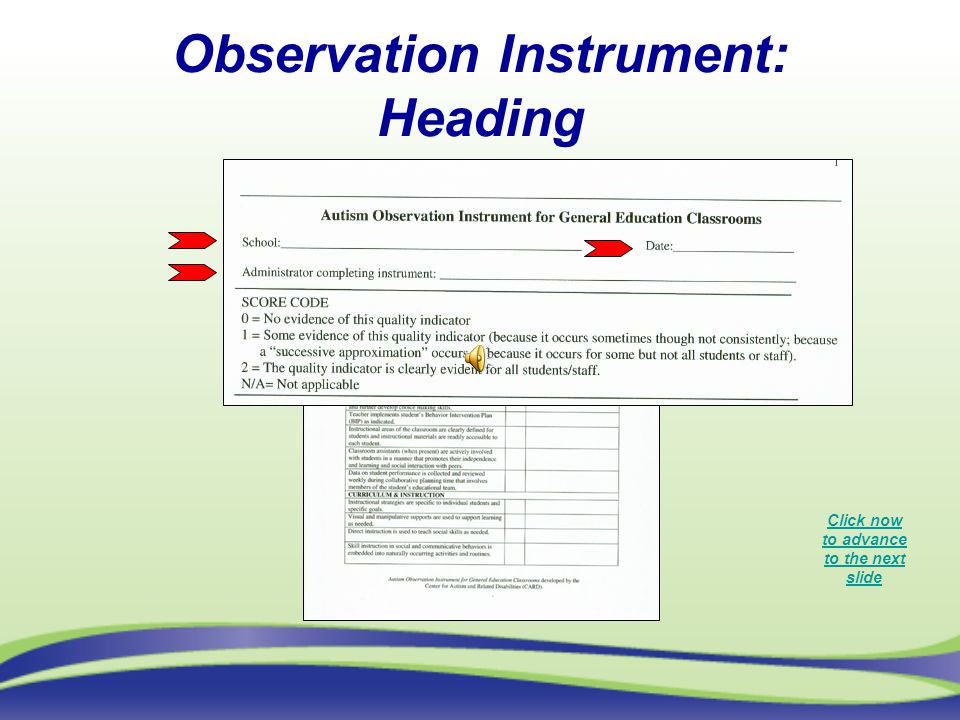 Observation Instrument: Heading