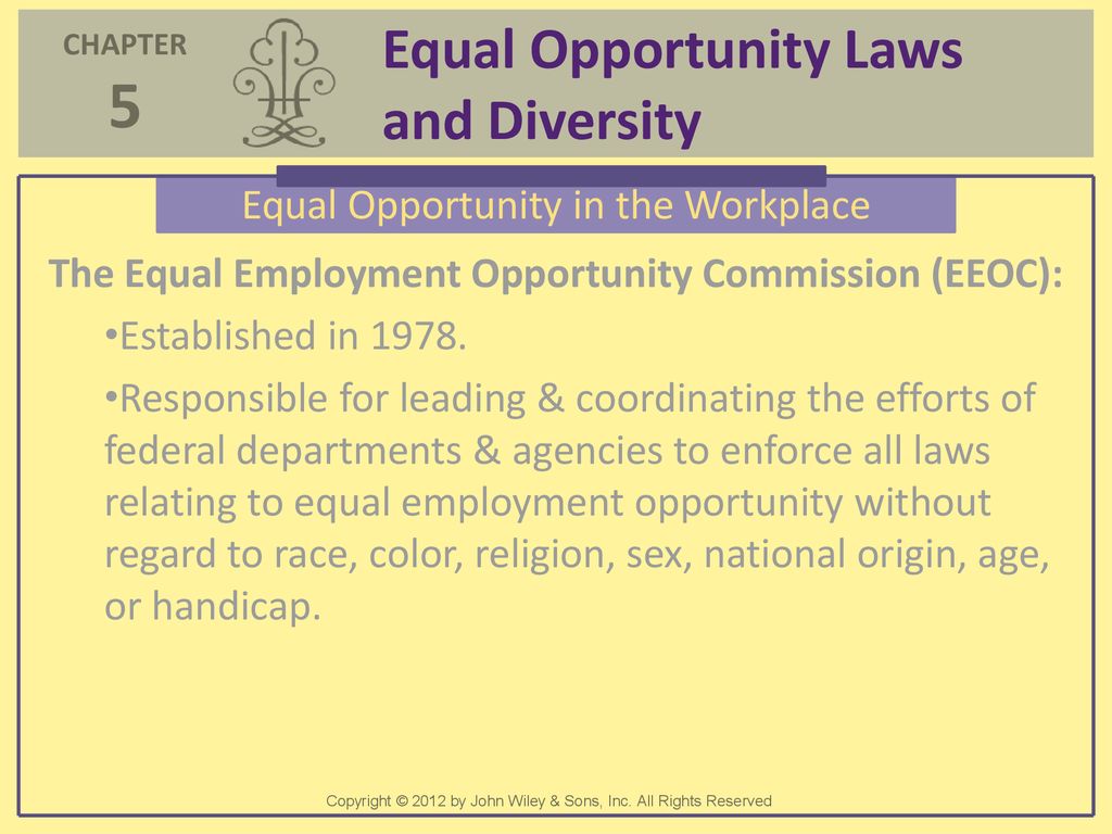 Equal Opportunity Laws and Diversity - ppt download