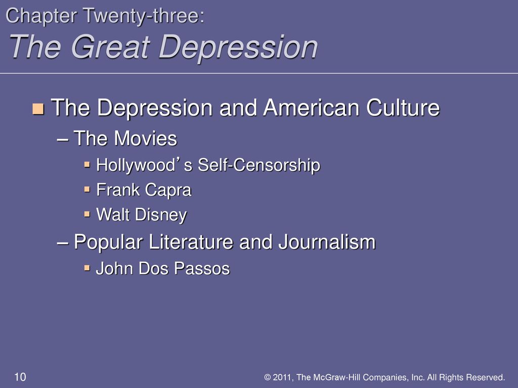 The Depression and American Culture