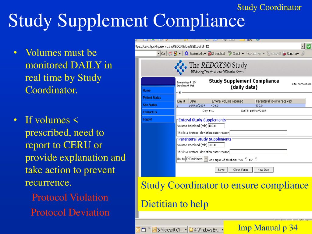 Study Supplement Compliance