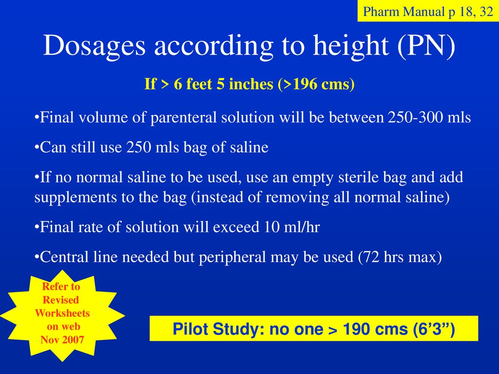 Dosages according to height (PN)