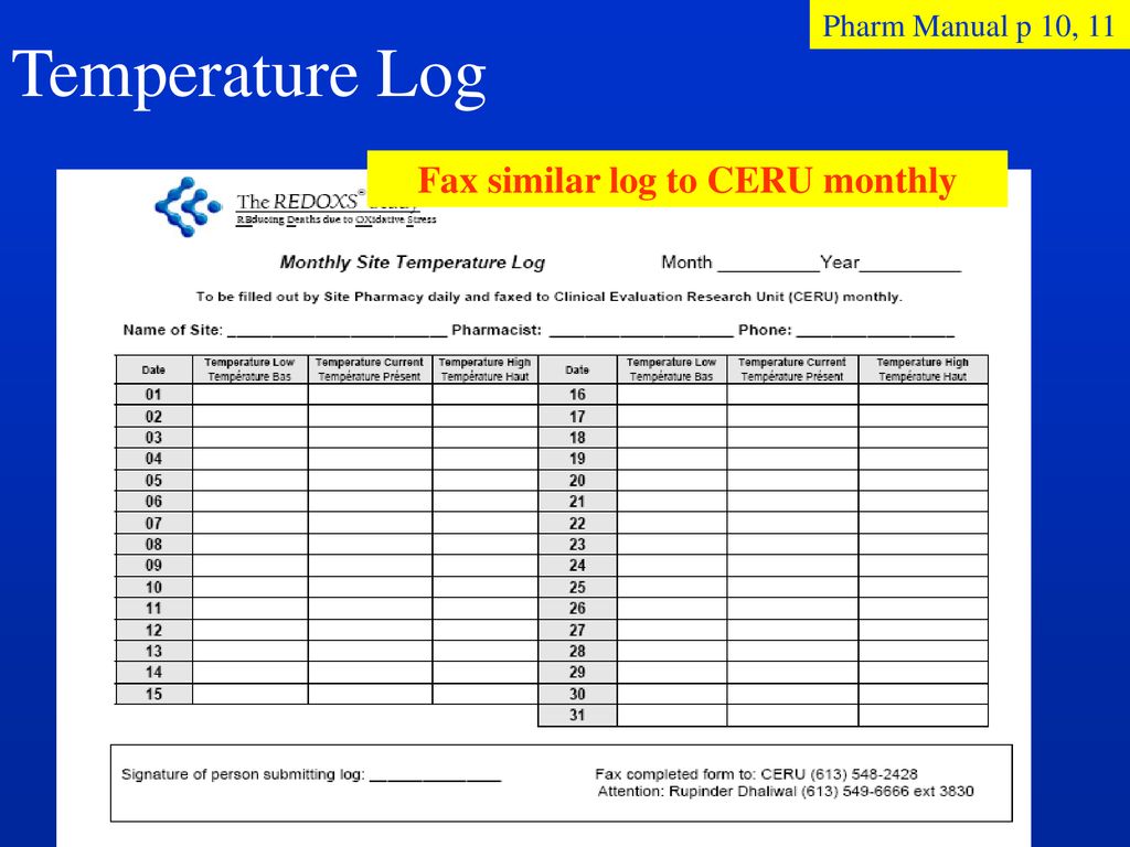Fax similar log to CERU monthly
