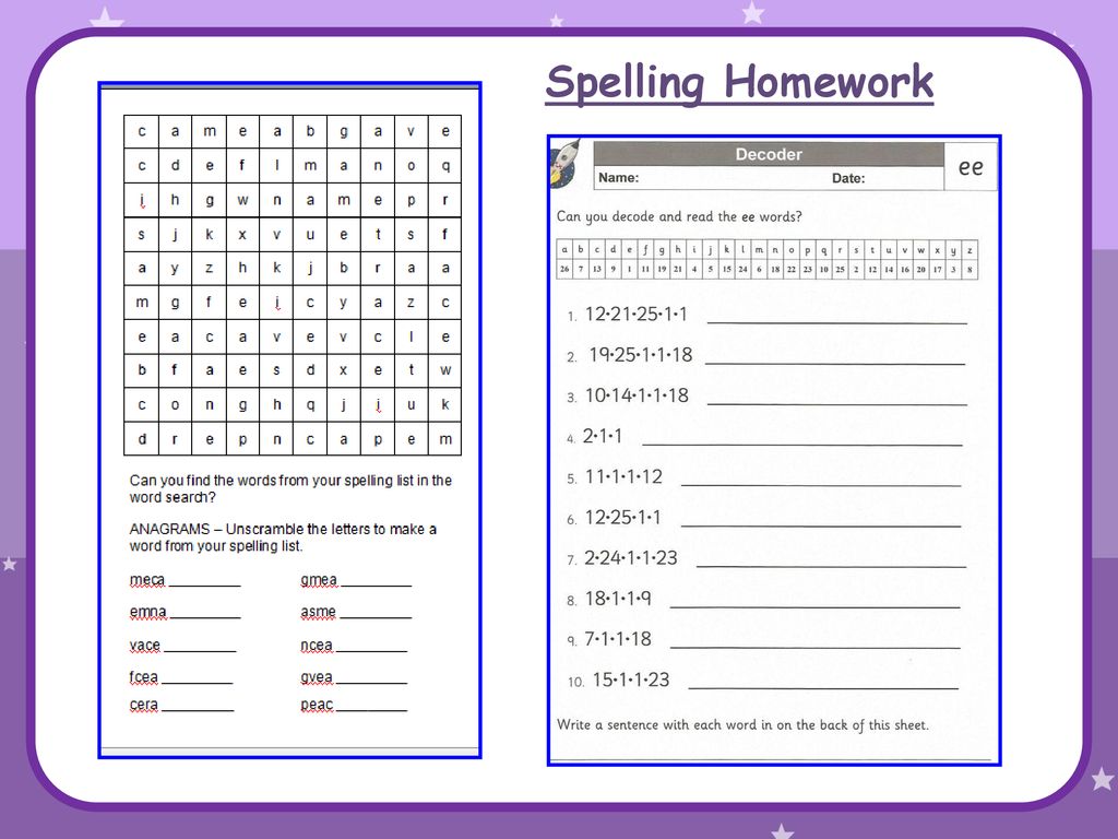 spelling homework