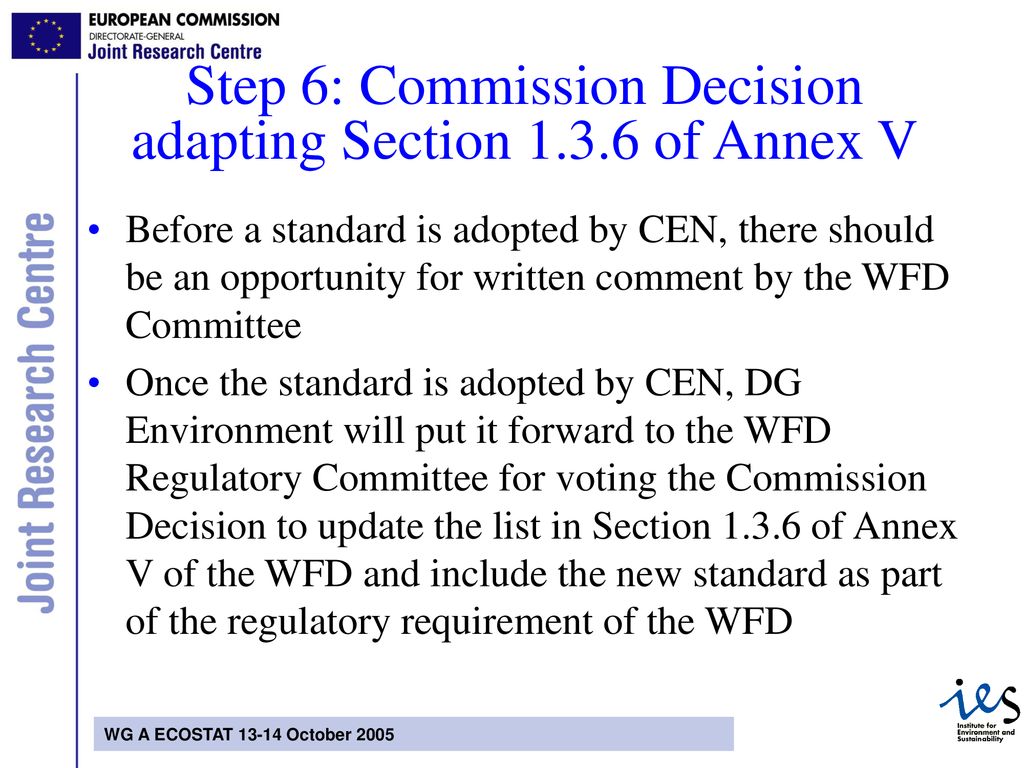 Step 6: Commission Decision adapting Section of Annex V