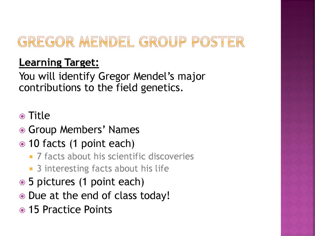 Gregor Mendel Group Poster - ppt download