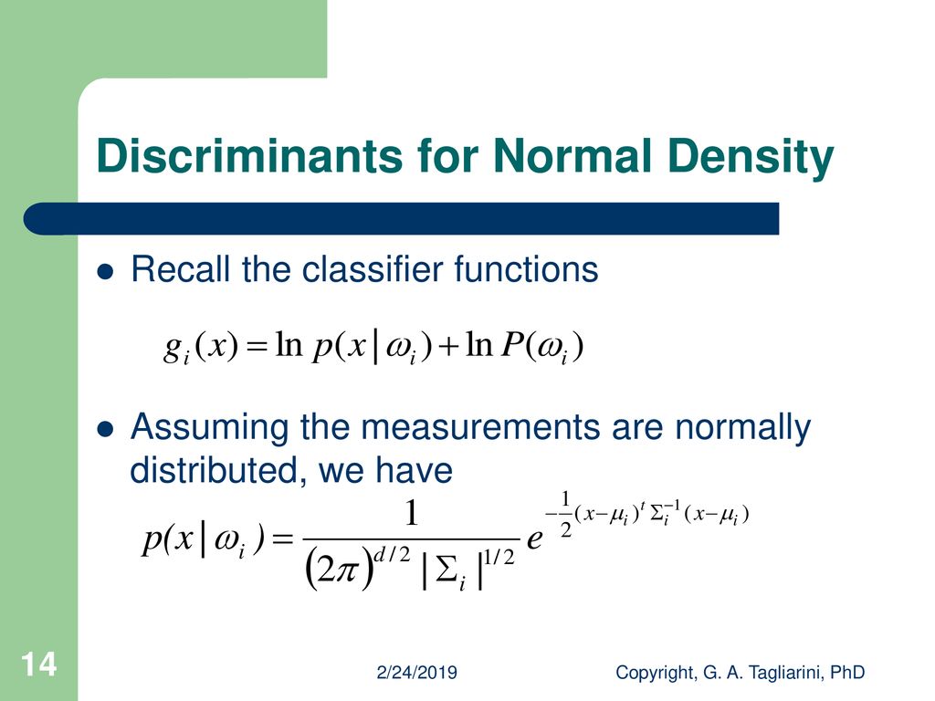 Discriminants for Normal Density