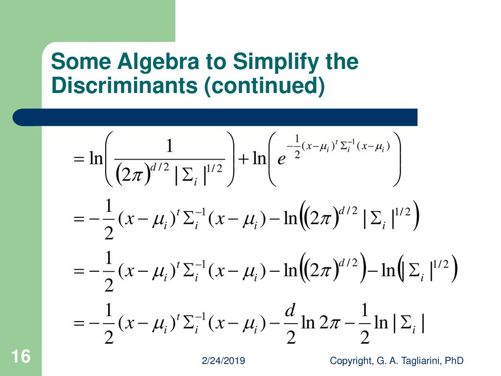 Some Algebra to Simplify the Discriminants (continued)