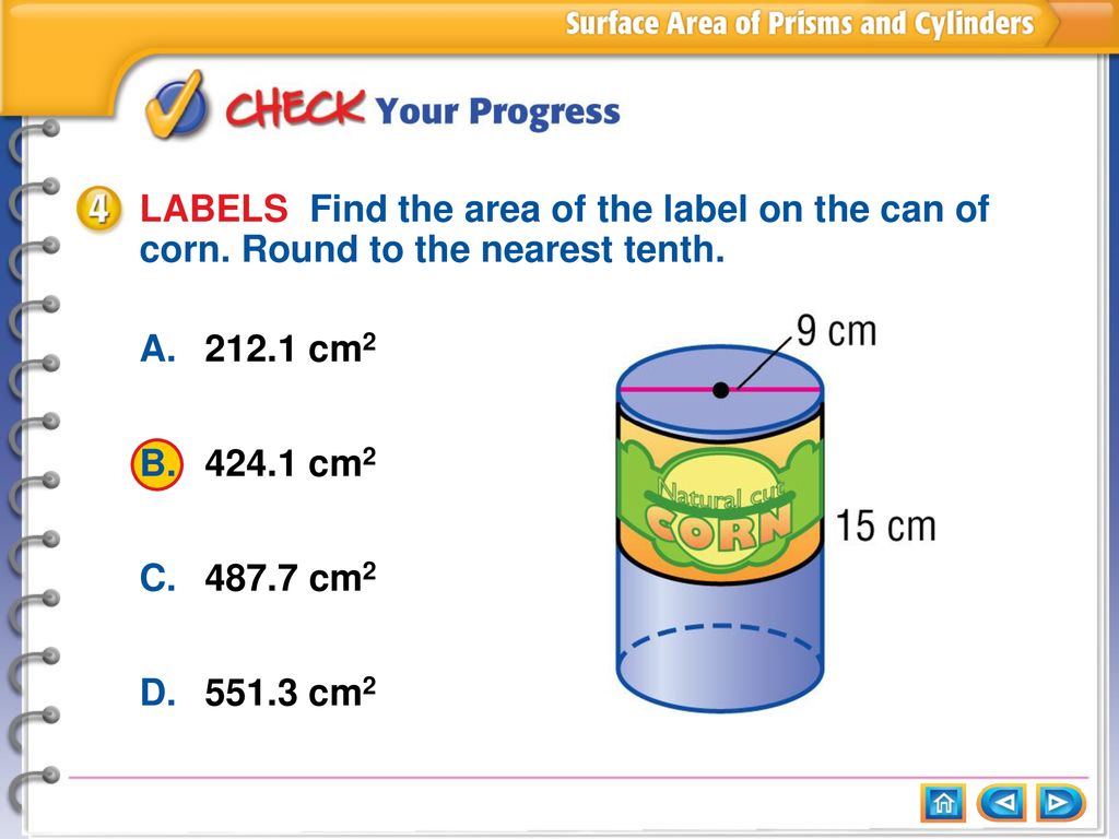 Main Idea and New Vocabulary Key Concept: Surface Area of a ...