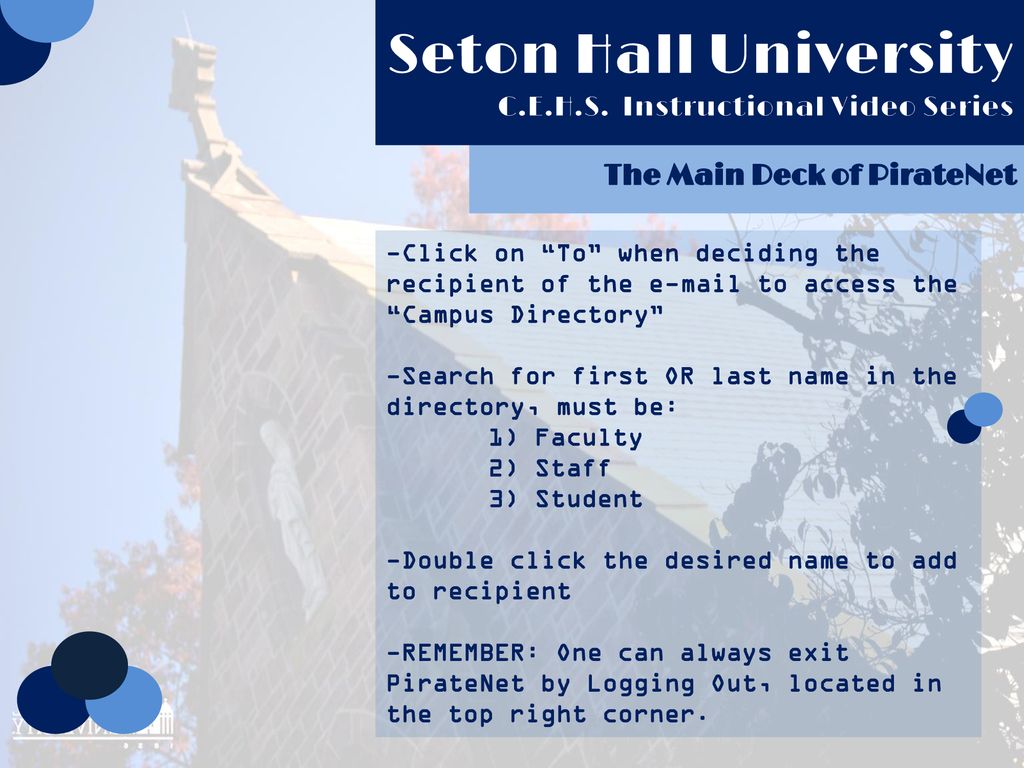 Seton Hall University C.E.H.S. Instructional Video Series - ppt download