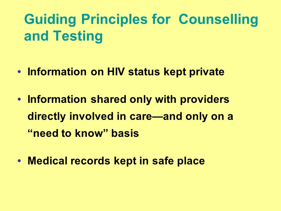 Guiding Principles for Counselling and Testing
