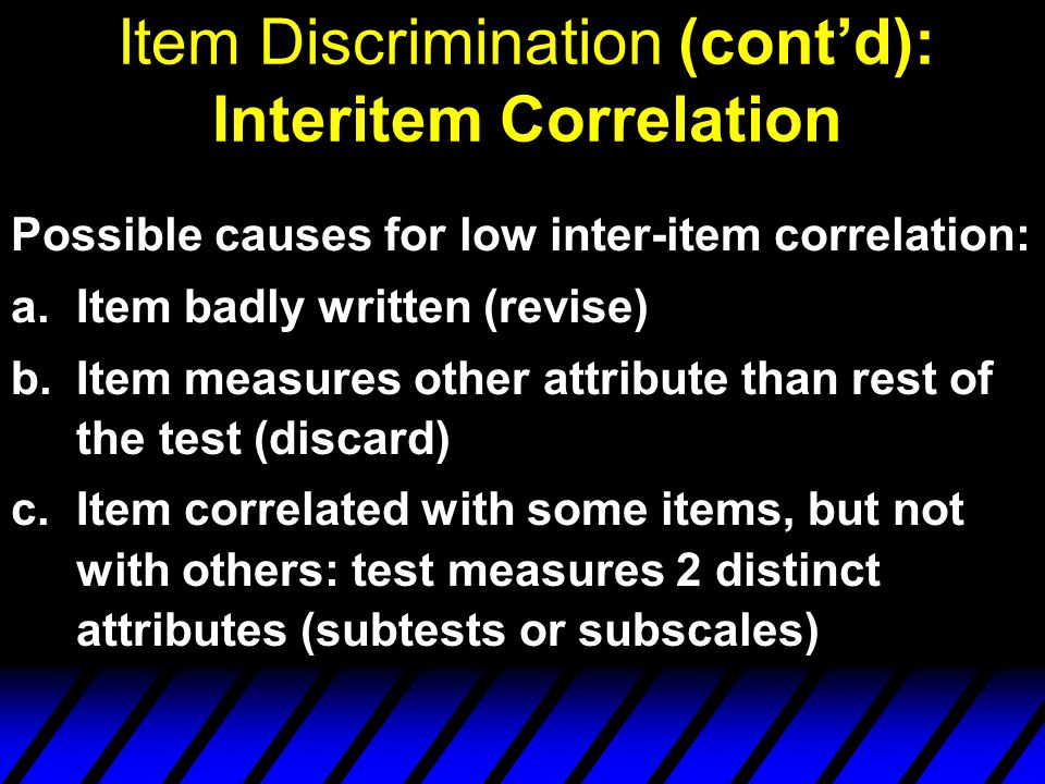 Item Discrimination (cont’d): Interitem Correlation