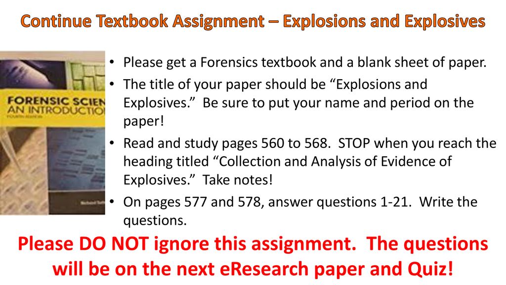 Continue Textbook Assignment – Explosions and Explosives