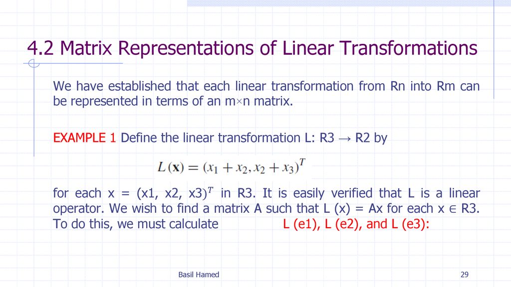Chapter 4 Linear Transformations Basil Hamed Ppt Download