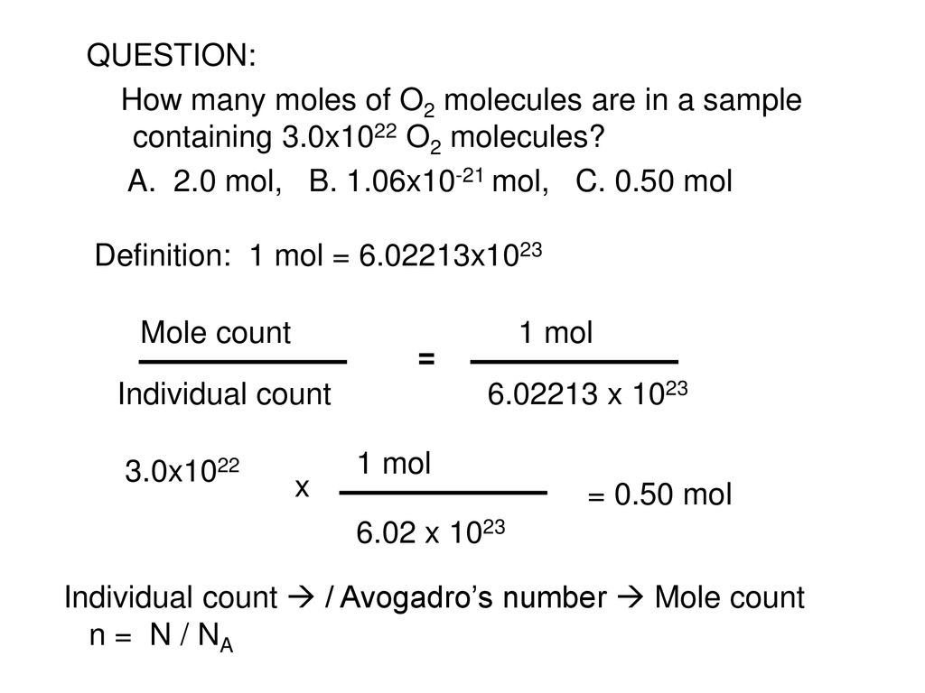 Individual count avogadro s number mole count n n na ppt download