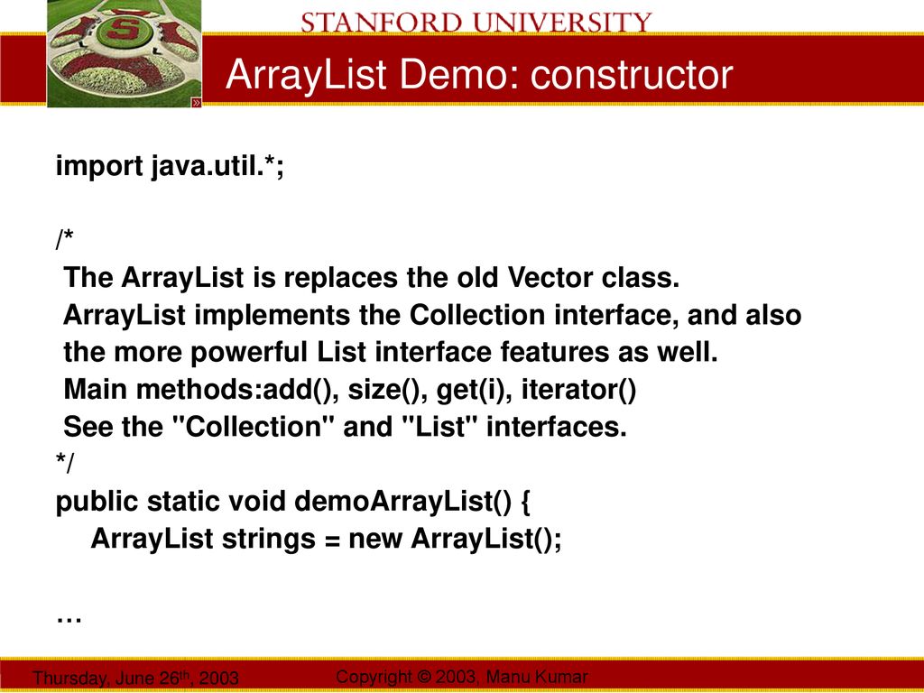 Manu Kumar CS193J: Programming in Java Summer Quarter 2003 Lecture 3 ...