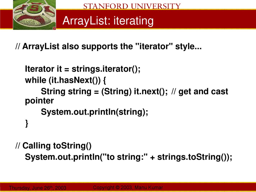 Manu Kumar CS193J: Programming in Java Summer Quarter 2003 Lecture 3 ...