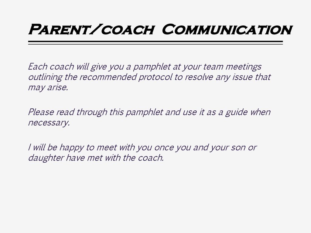 Parent/coach Communication