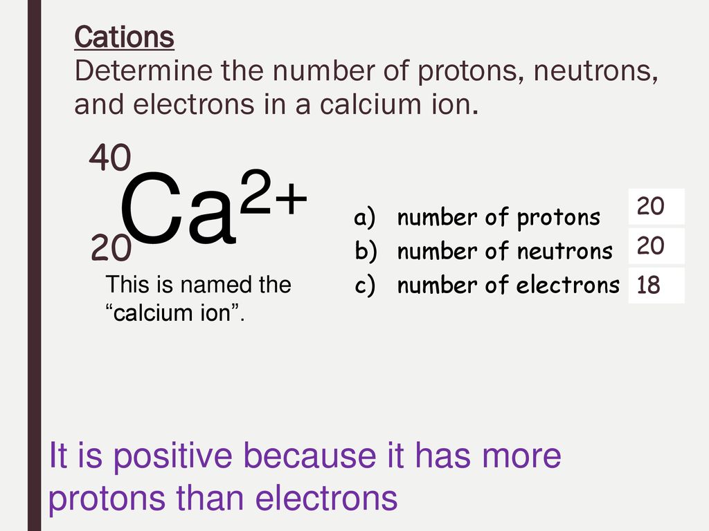 calcium ion protons and electrons