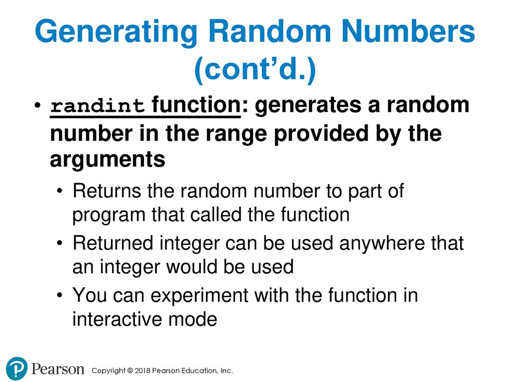 Introduction to Value-Returning Functions: Generating Random Numbers ...